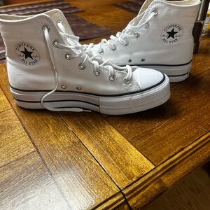 Converse High Top Canvas Sneakers - White with Black Trim